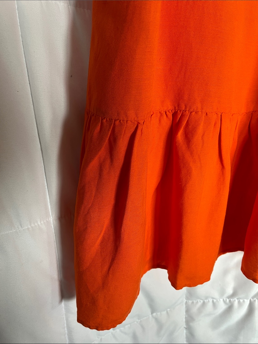 NWT Loft Square Neckline Tiered Mini Shift Dress Orange Linen Blend Large - Picture 6 of 8